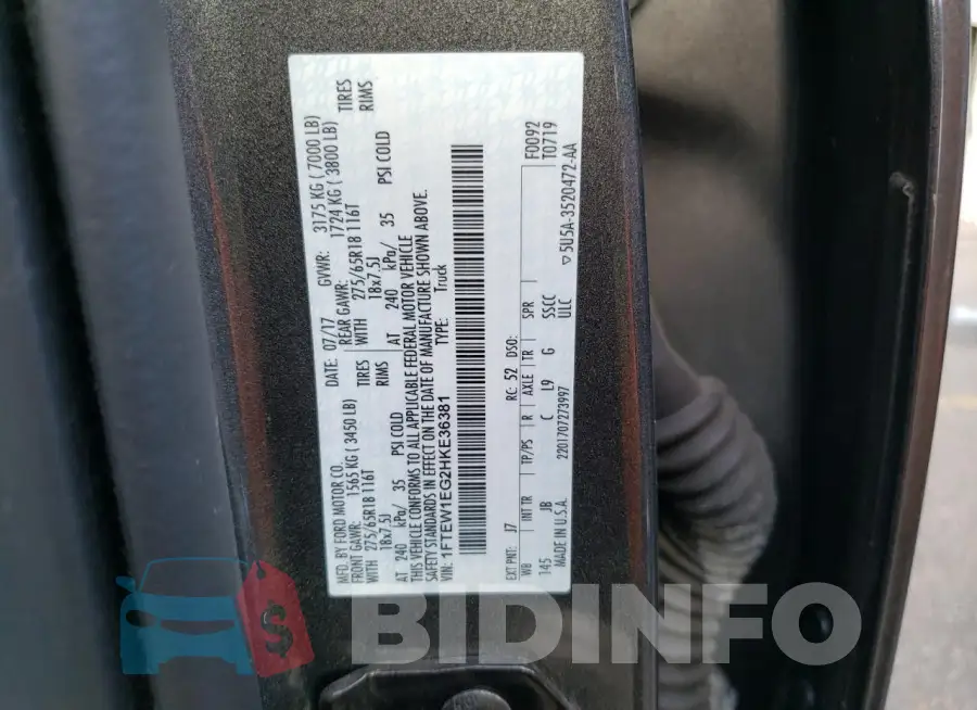 1FTEW1EG2HKE36381 Photo# 12