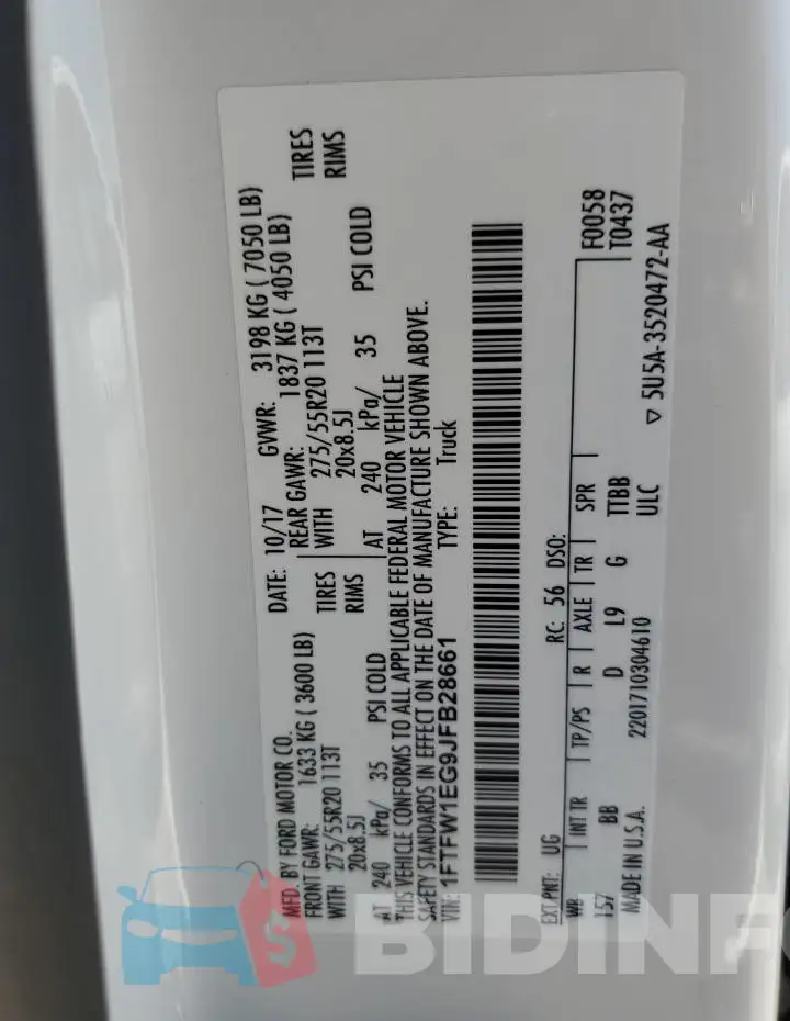 1FTFW1EG9JFB28661 Photo# 12