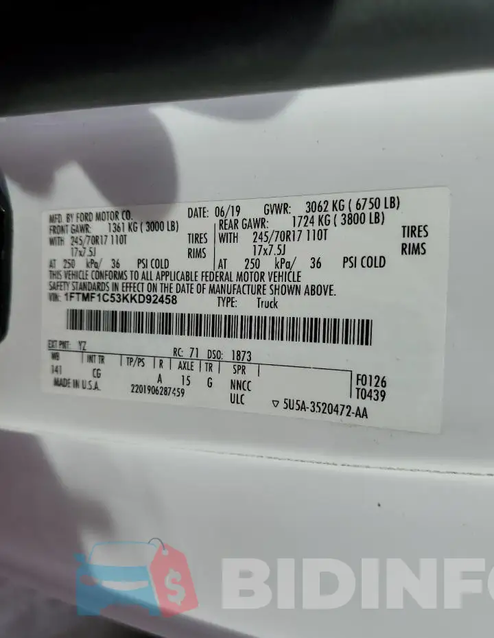 1FTMF1C53KKD92458 Photo# 13