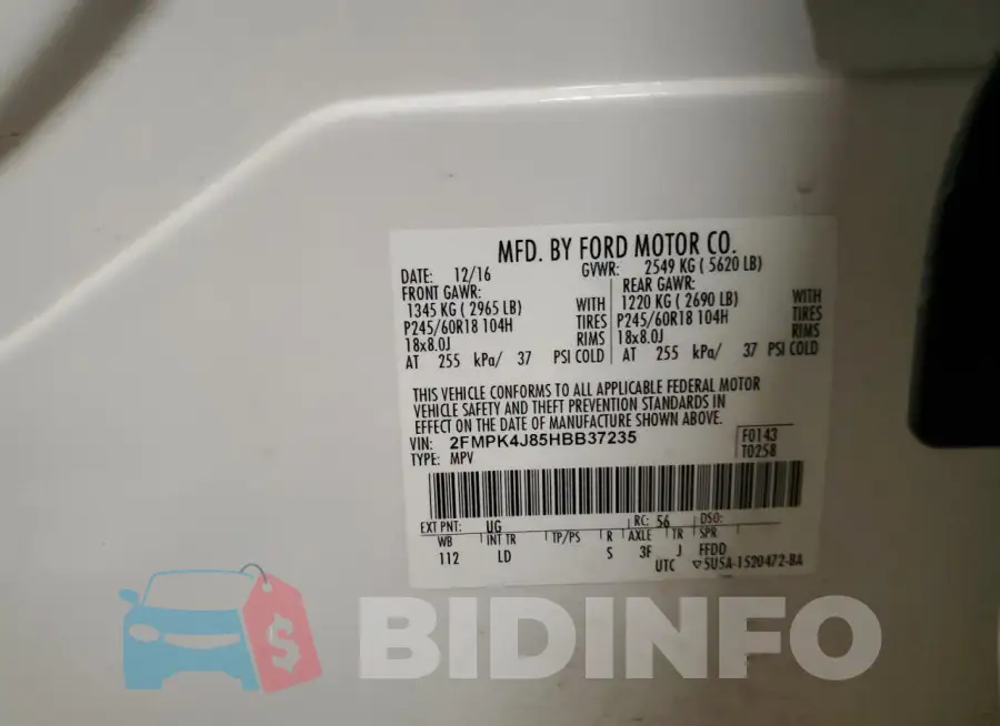 2FMPK4J85HBB37235 Photo# 13