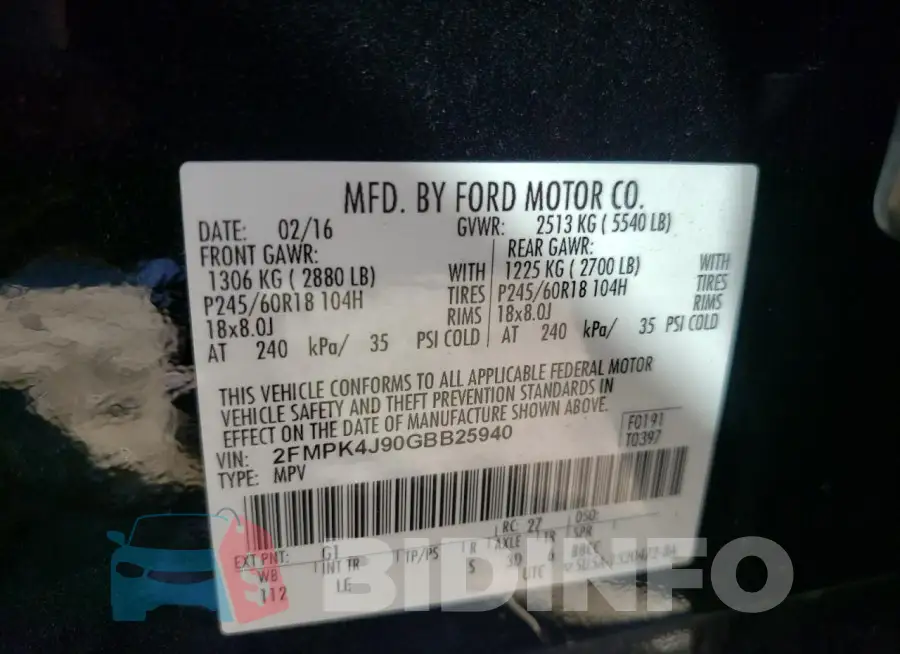 2FMPK4J90GBB25940 Photo# 13