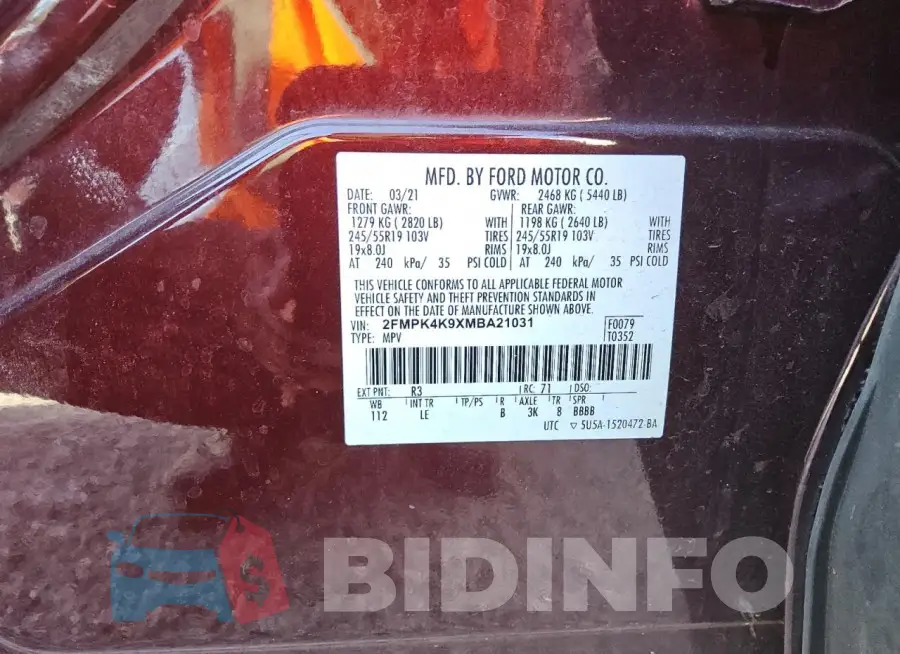 2FMPK4K9XMBA21031 Photo# 13