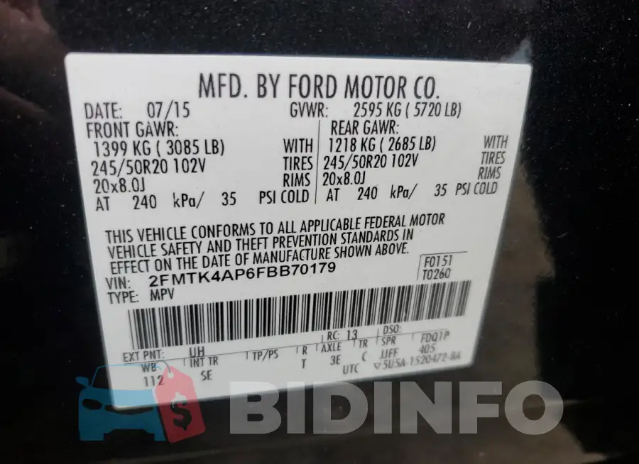 2FMTK4AP6FBB70179 Photo# 12