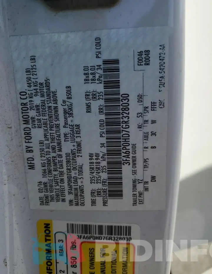 3FA6P0HD7GR328030 Photo# 12