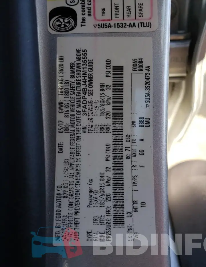 3FADP4BJ4HM135555 Photo# 13