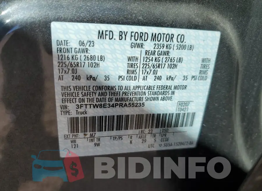 3FTTW8E34PRA55235 Photo# 12