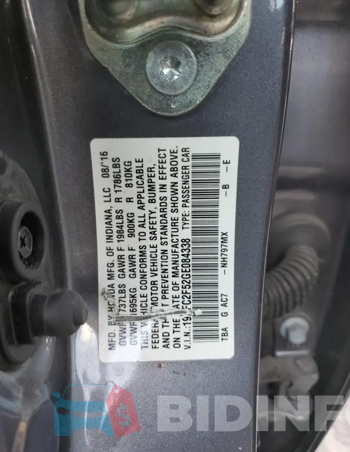 19XFC2F52GE084338 Photo# 12