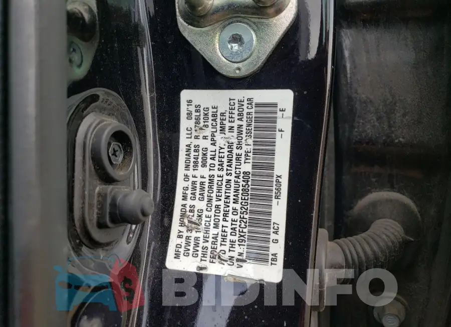 19XFC2F52GE085408 Photo# 12