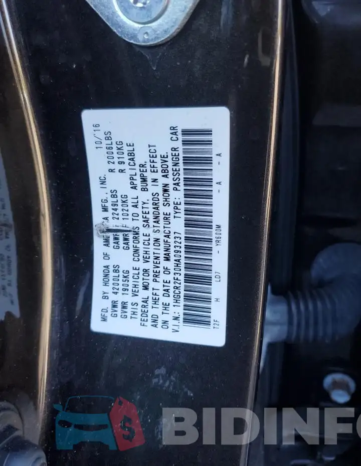 1HGCR2F30HA093237 Photo# 12