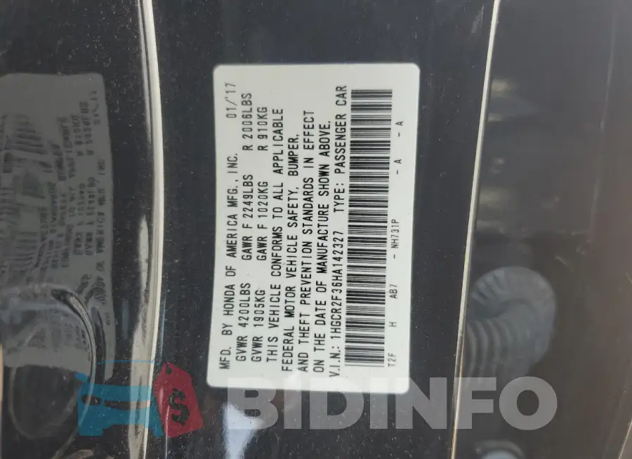 1HGCR2F36HA142327 Photo# 13