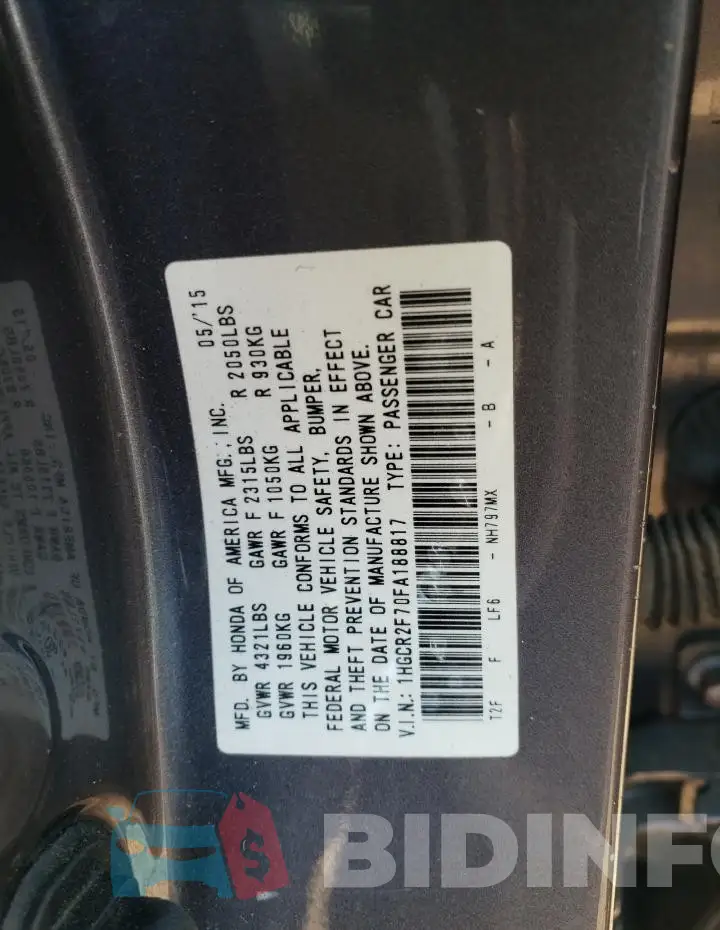 1HGCR2F70FA188817 Photo# 12