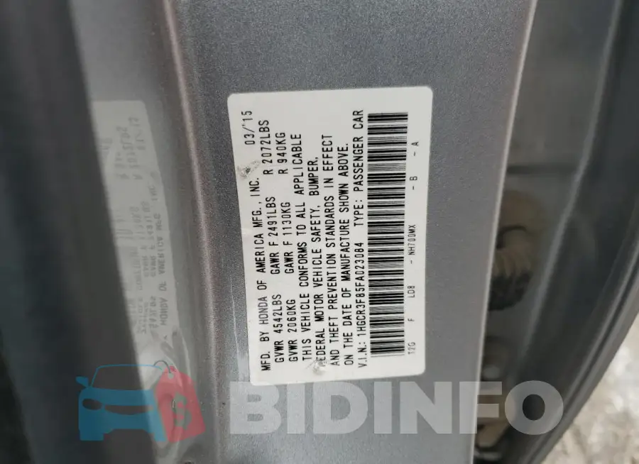 1HGCR3F85FA023084 Photo# 12