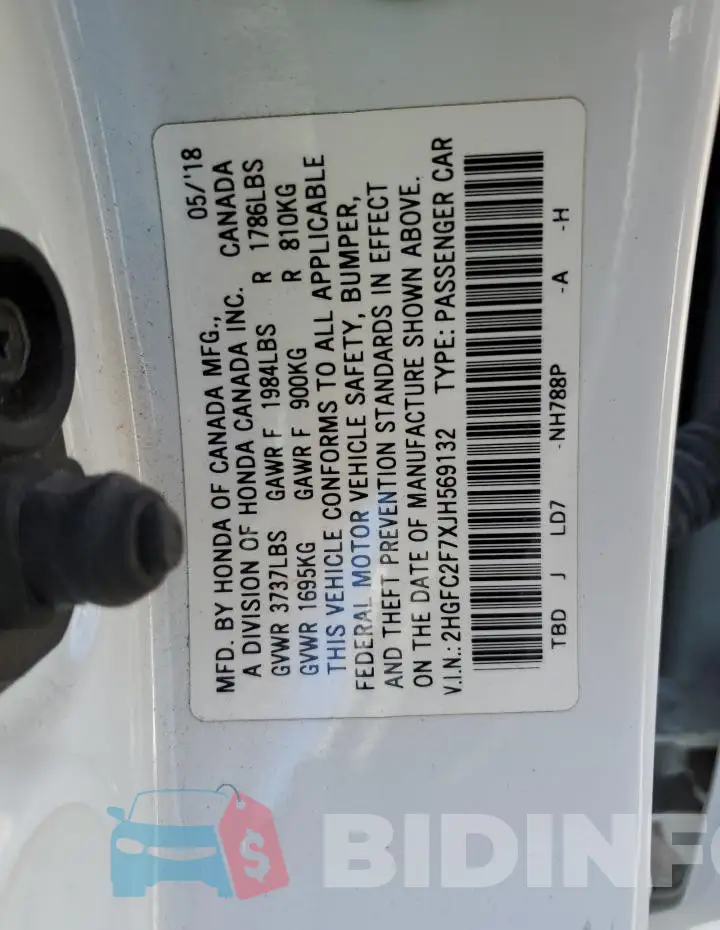 2HGFC2F7XJH569132 Photo# 12