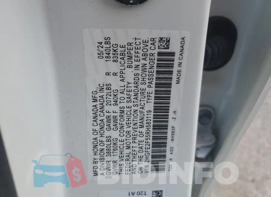 2HGFE2F55RH583119 Photo# 13