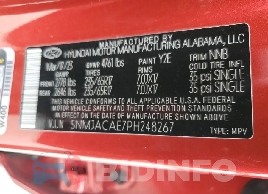 5NMJACAE7PH248267 Photo# 14
