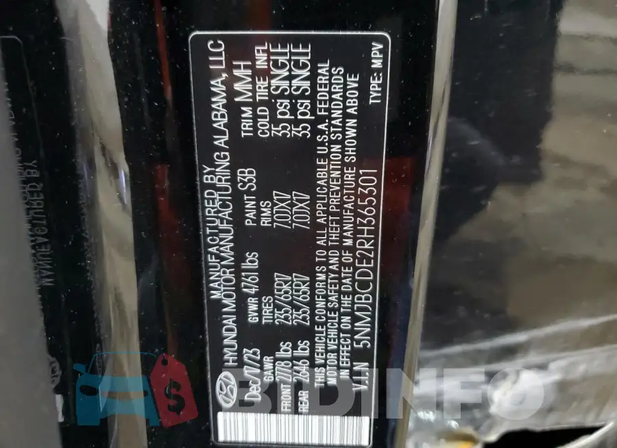 5NMJBCDE2RH365301 Photo# 13