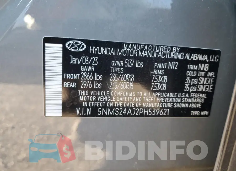 5NMS24AJ2PH539621 Photo# 14
