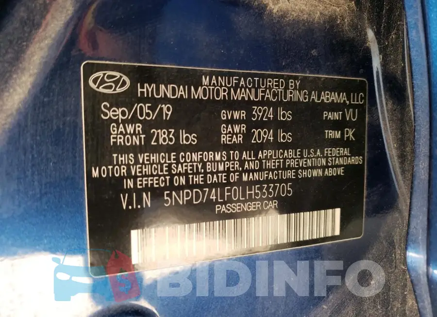 5NPD74LF0LH533705 Photo# 12
