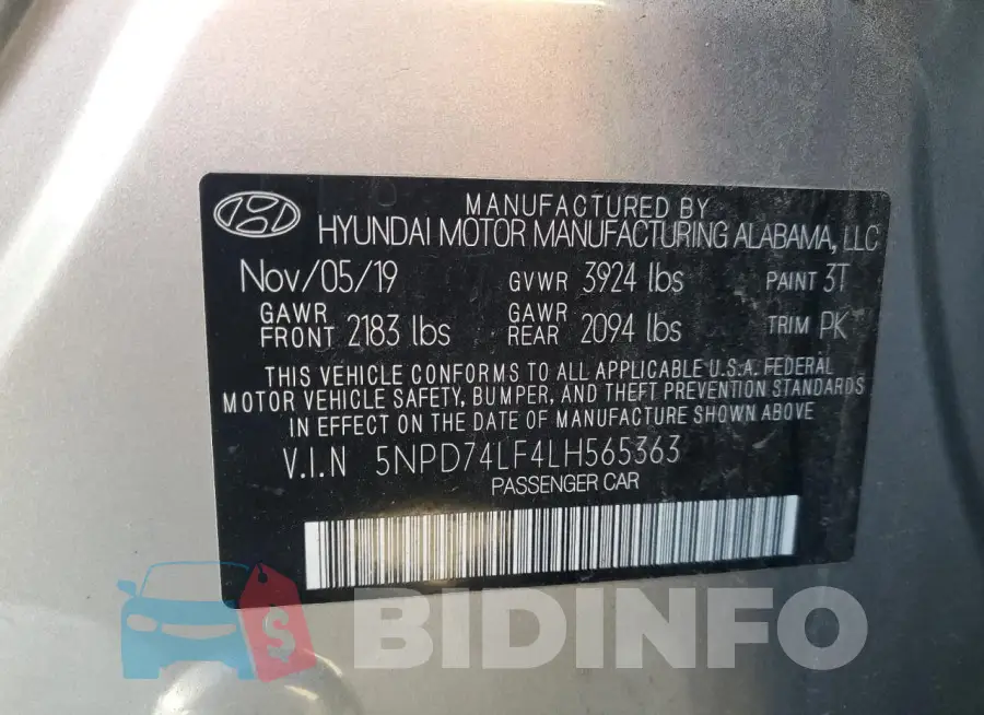 5NPD74LF4LH565363 Photo# 12