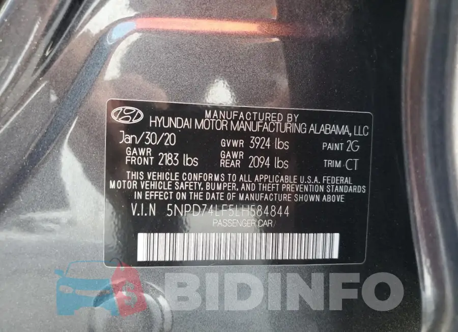 5NPD74LF5LH584844 Photo# 12