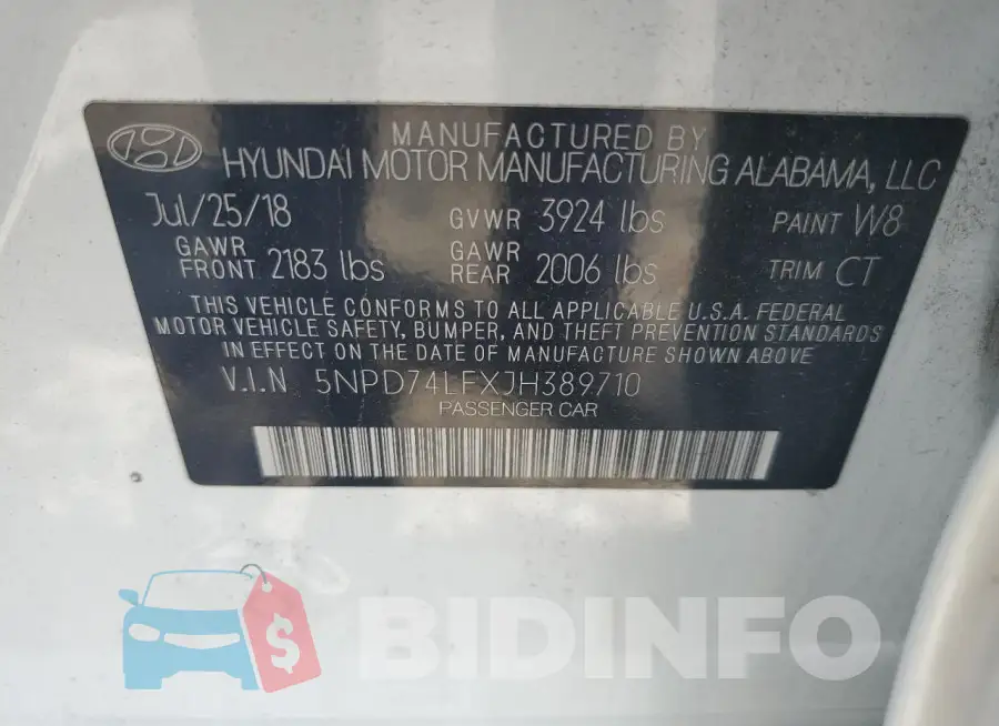 5NPD74LFXJH389710 Photo# 13