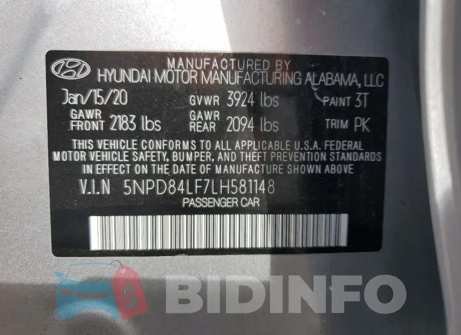5NPD84LF7LH581148 Photo# 12