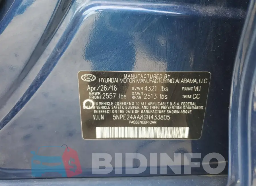 5NPE24AA8GH433805 Photo# 13