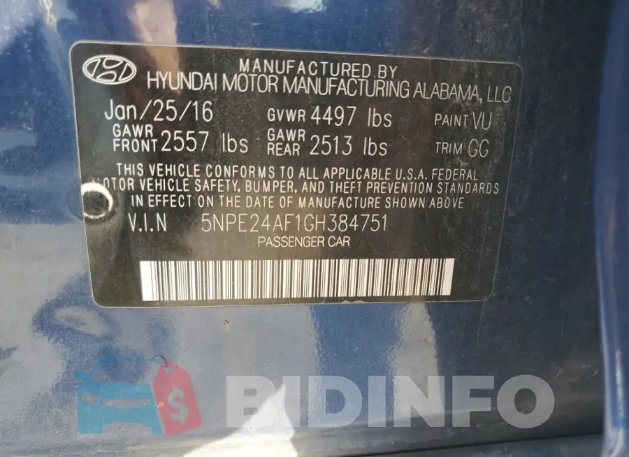 5NPE24AF1GH384751 Photo# 12