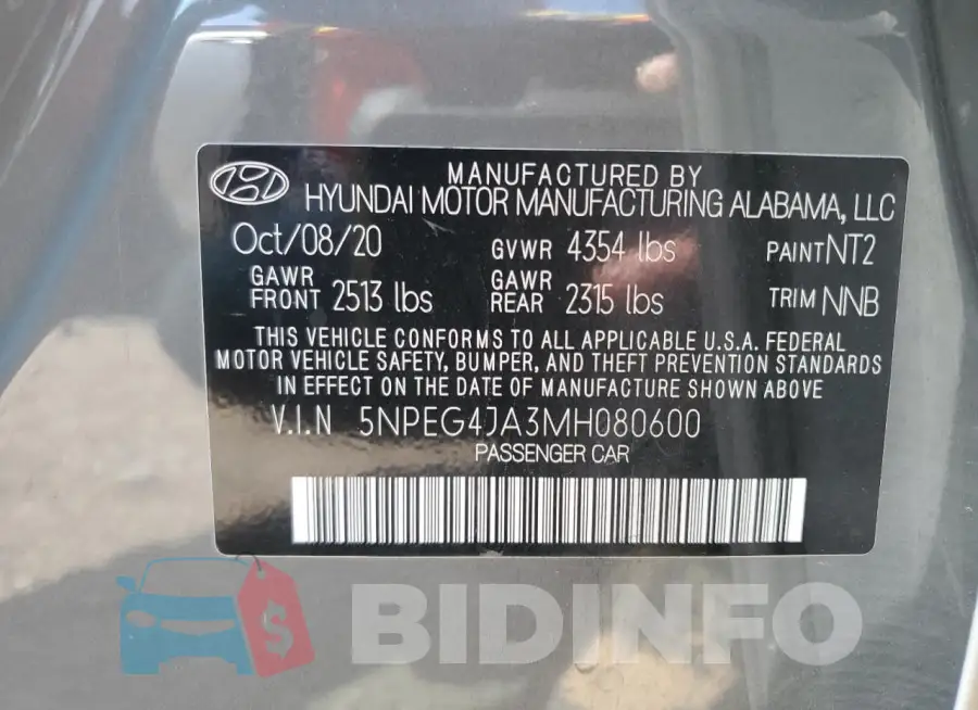 5NPEG4JA3MH080600 Photo# 13