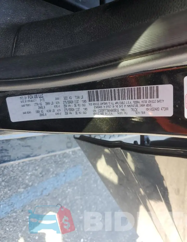 1C6SRFFT6KN803816 Photo# 12