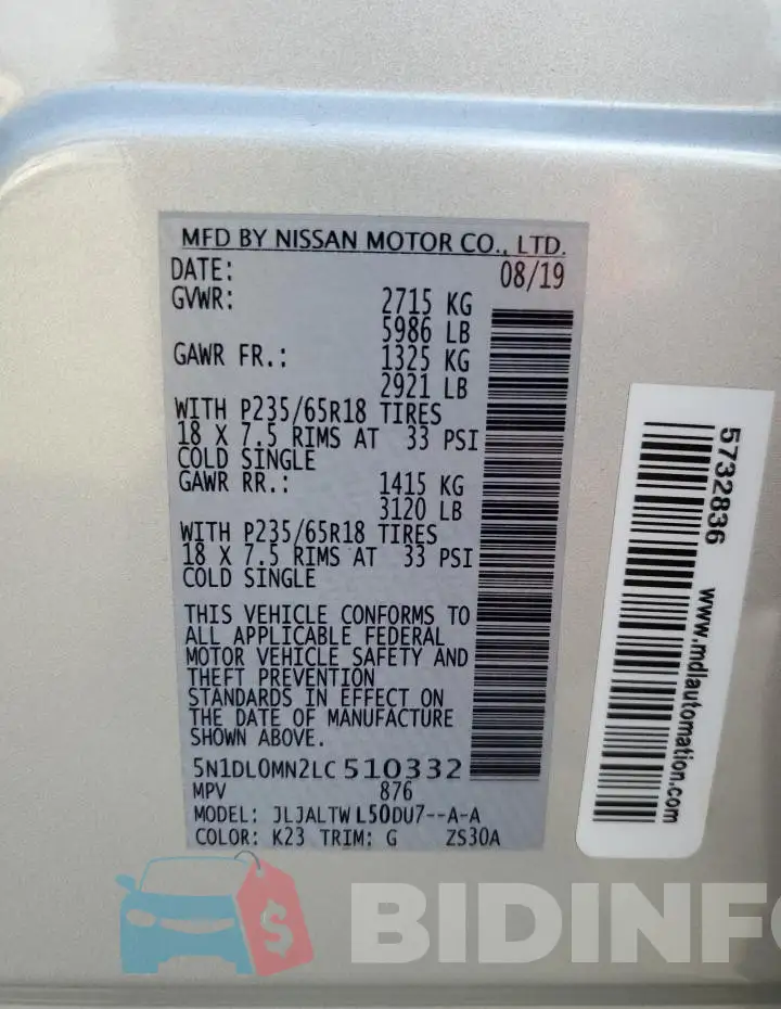 5N1DL0MN2LC510332 Photo# 13