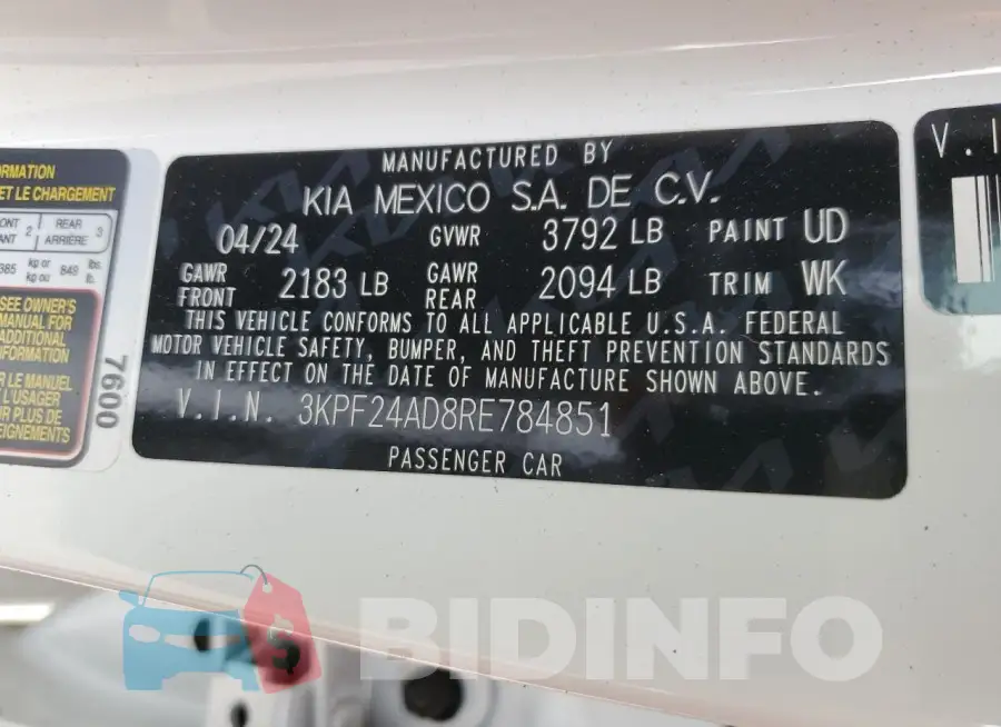 3KPF24AD8RE784851 Photo# 12