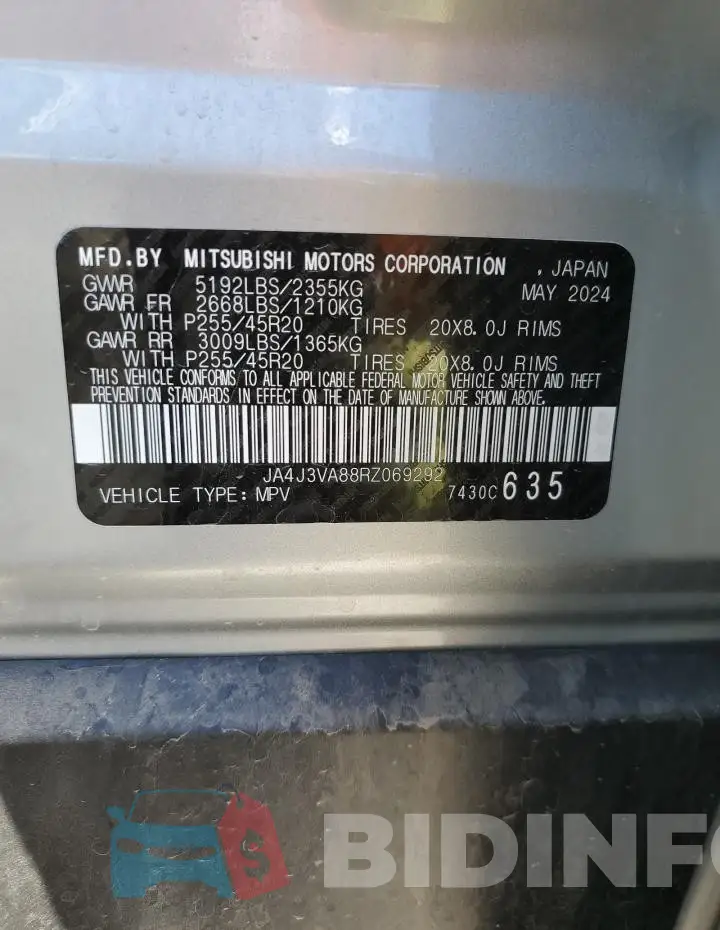 JA4J3VA88RZ069292 Photo# 13