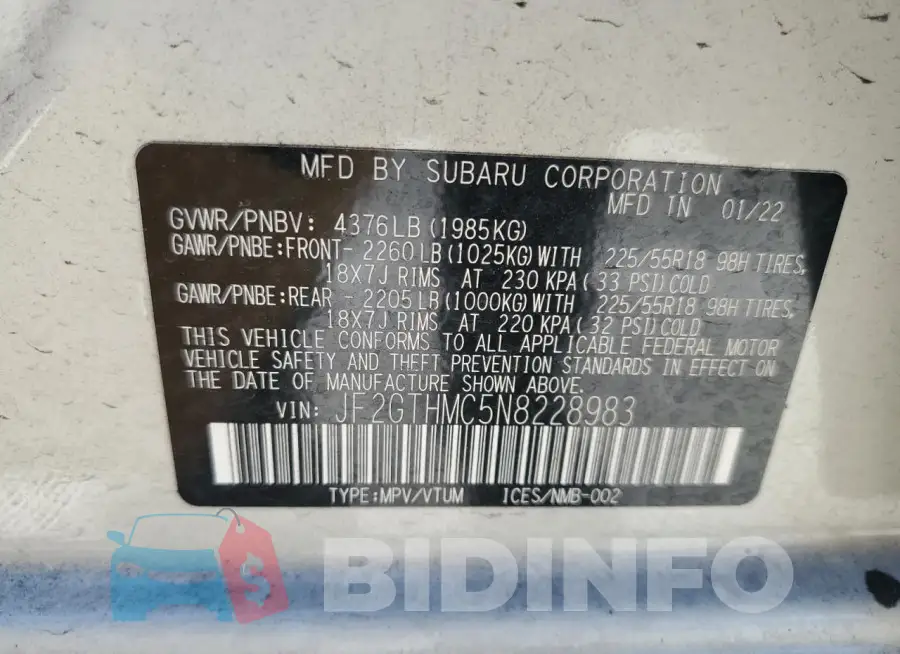 JF2GTHMC5N8228983 Photo# 13