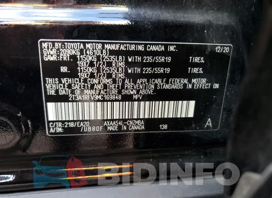 2T3A1RFV9MC169848 Photo# 13