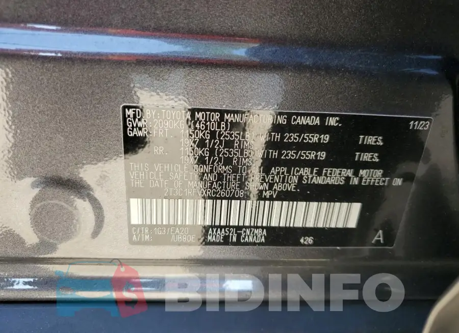 2T3C1RFVXRC260708 Photo# 12