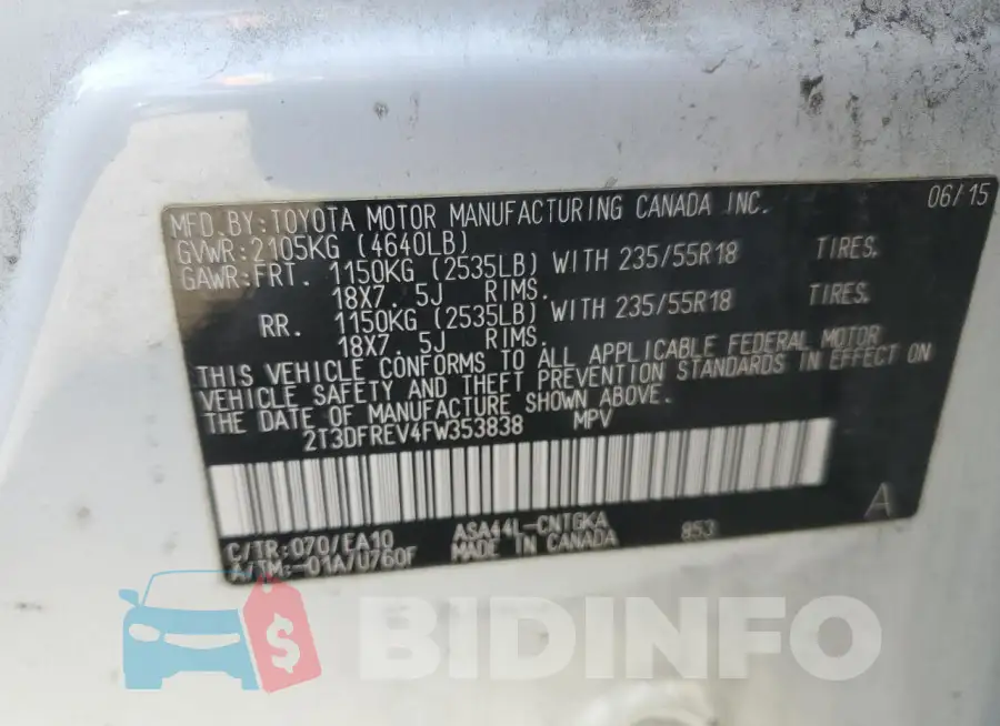 2T3DFREV4FW353838 Photo# 13