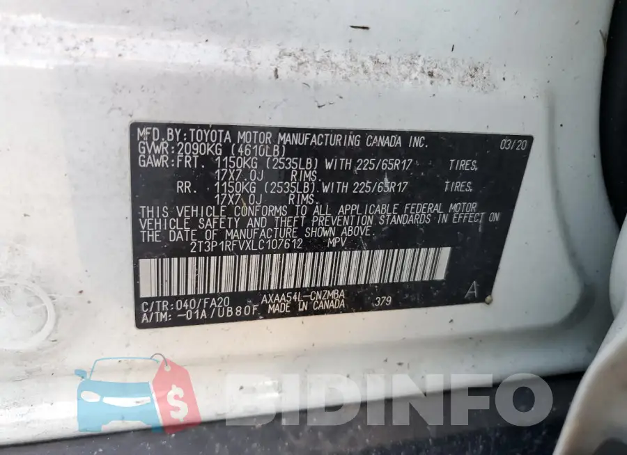 2T3P1RFVXLC107612 Photo# 14