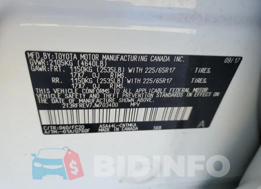 2T3RFREV7JW703400 Photo# 13