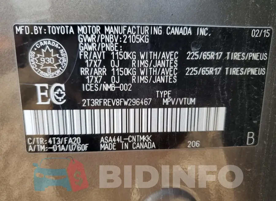 2T3RFREV8FW296467 Photo# 13