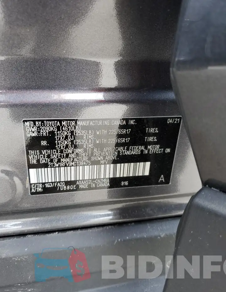 2T3W1RFV9MC138475 Photo# 14