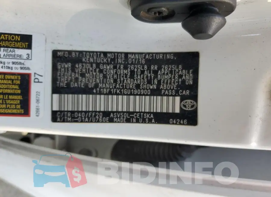 4T1BF1FK1GU190900 Photo# 12
