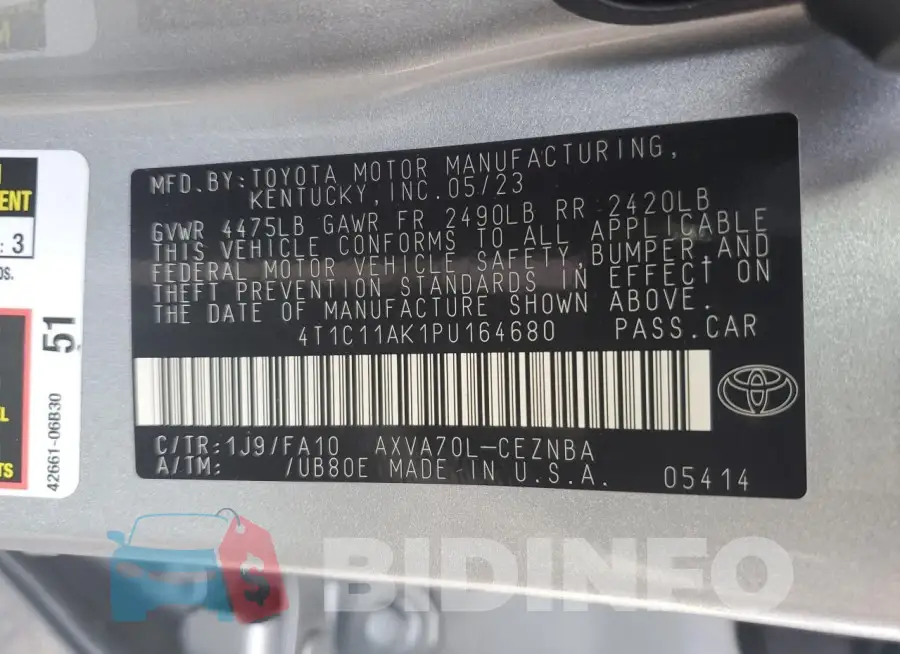 4T1C11AK1PU164680 Photo# 12