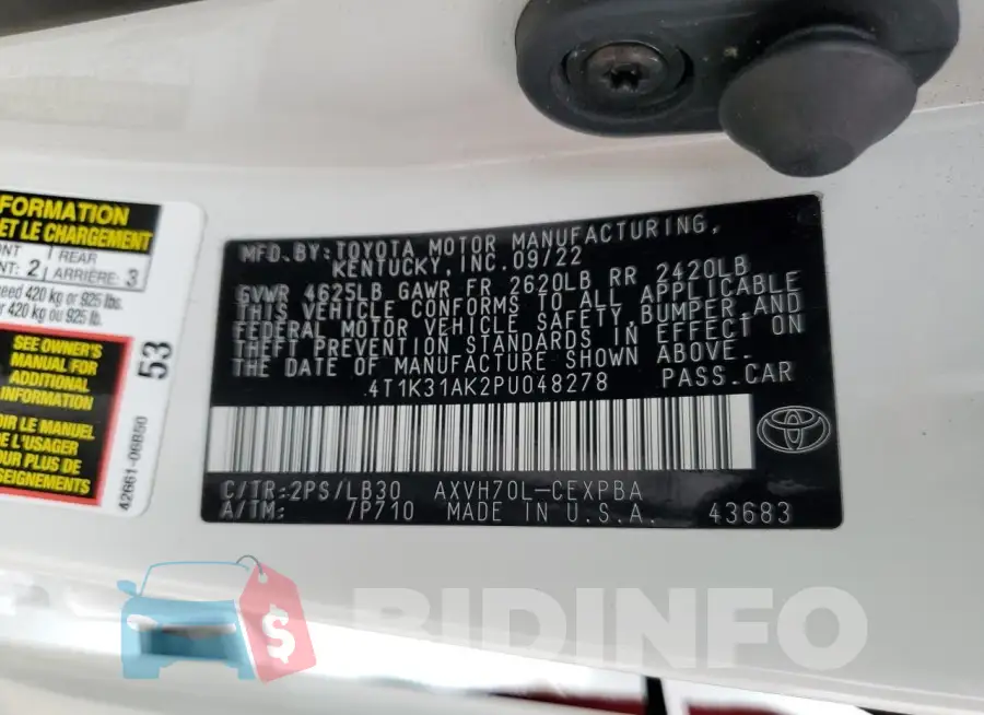 4T1K31AK2PU048278 Photo# 12