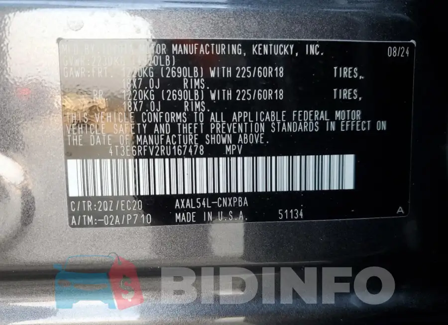 4T3E6RFV2RU167478 Photo# 13