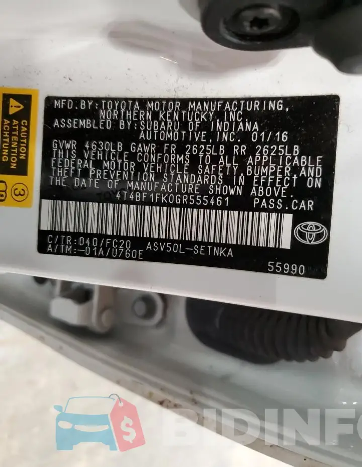 4T4BF1FK0GR555461 Photo# 12