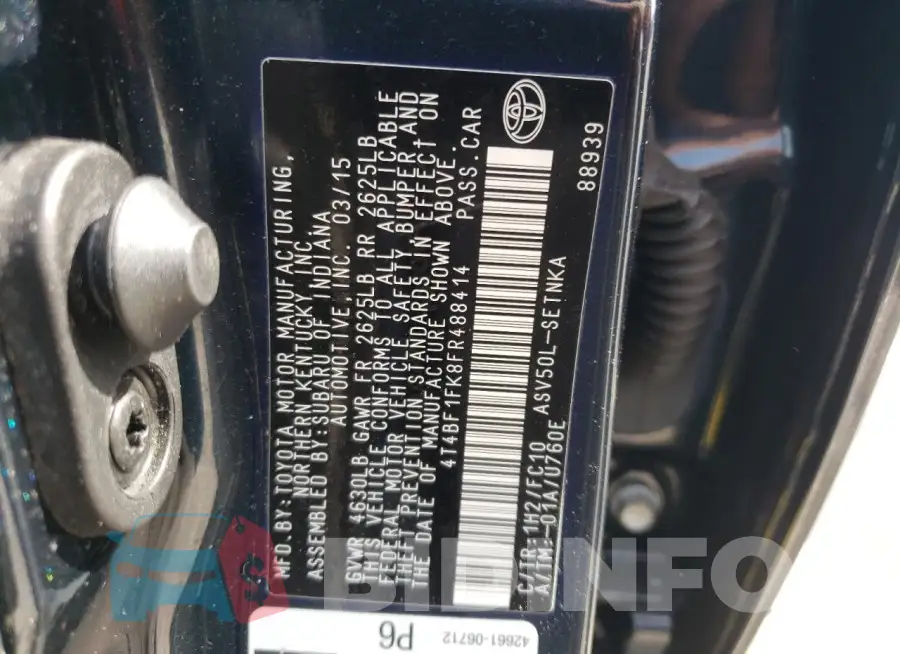 4T4BF1FK8FR488414 Photo# 12