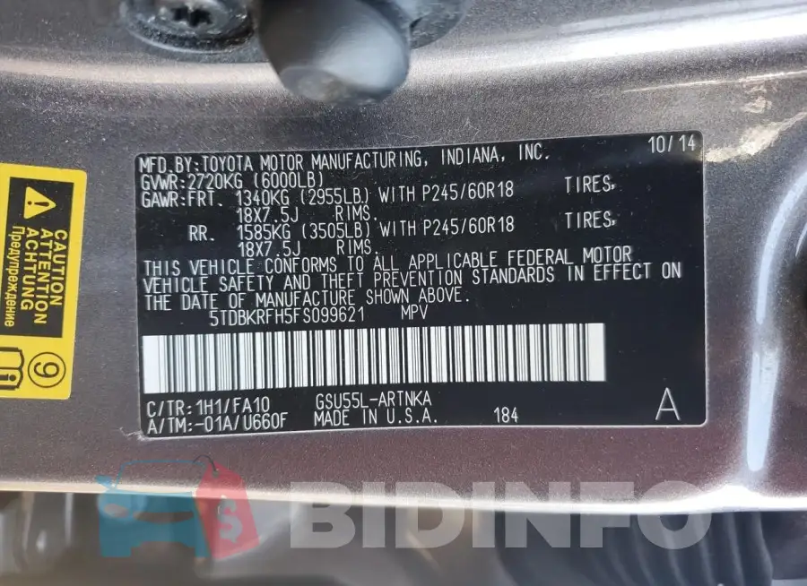 5TDBKRFH5FS099621 Photo# 13