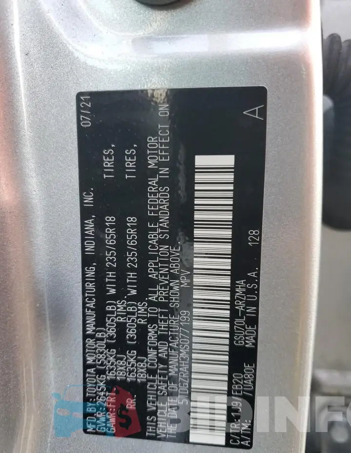 5TDGZRAH3MS077199 Photo# 14