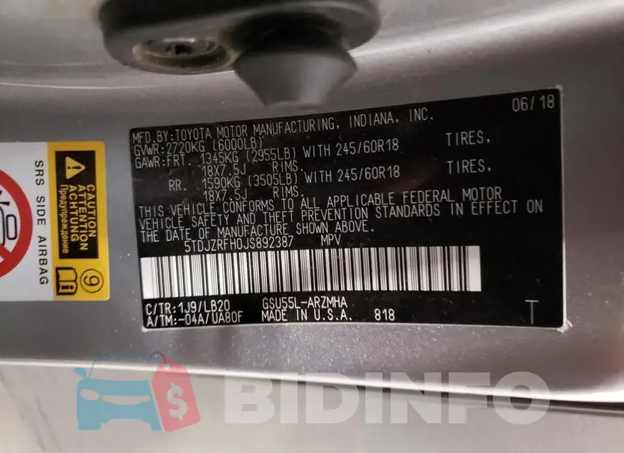 5TDJZRFH0JS892387 Photo# 13